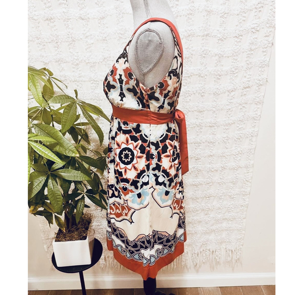 Trulli Orange bohemian sundress 8p petite sleeveless v-neck knee length - Picture 4 of 7